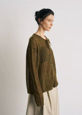 BALIANG Alpaca Fluffy Cardigan-Velvet Green