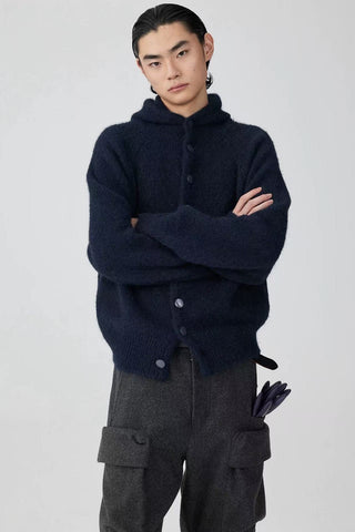 Simple Project Brushed Cardigan-Navy