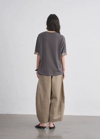 BALIANG Folded-Sleeve T-Shirt-Gray