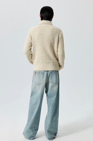 Simple Project High-Neck Sweater-Cream