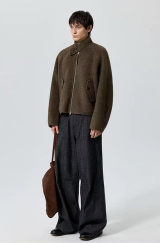 Simple Project Harrington Jacket-Brown