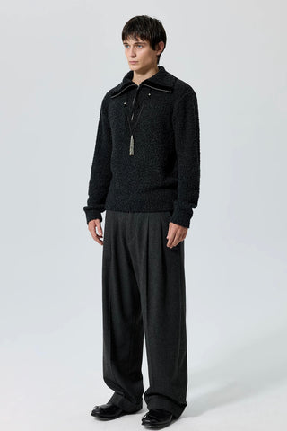 Simple Project High-Neck Sweater-Black