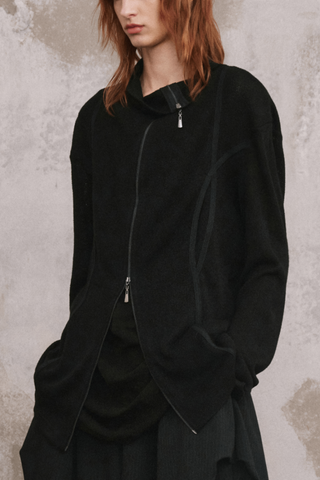 ILNya Stand Collar Curved Cardigan