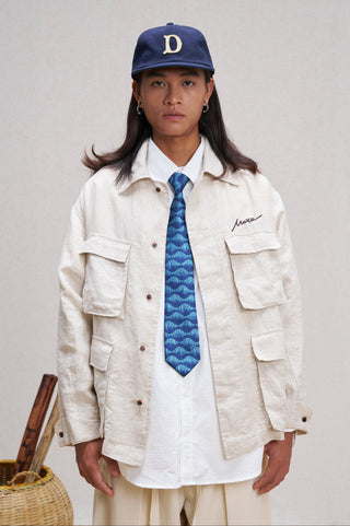 Unlimited Mote Meta Linen Jacket-Ecru