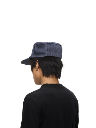 6CRAYON Pleated Flat Top Stretch Baseball Cap-Denim Blue