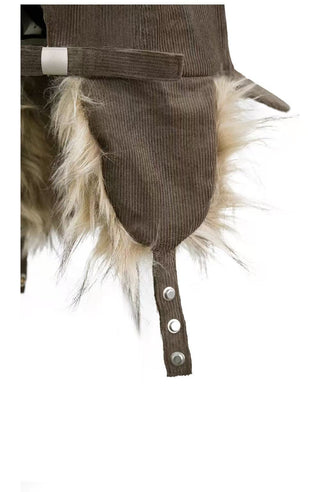 Relabel Corduroy Fur Baseball Cap