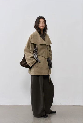 BALIANG Bitter Mid-Length Wool Coat-Khaki