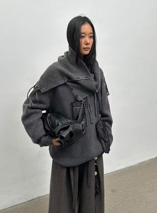 BALIANG Fringed Scarf Sweater