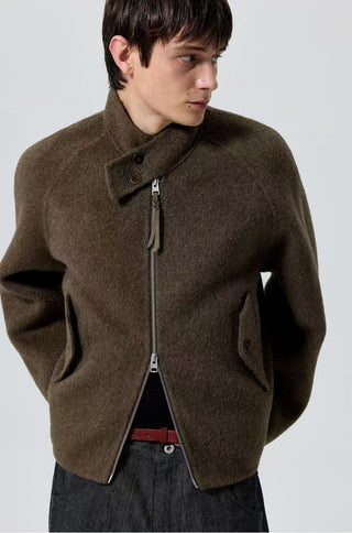 Simple Project Harrington Jacket-Brown