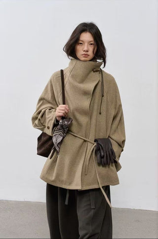 BALIANG Bitter Mid-Length Wool Coat-Khaki