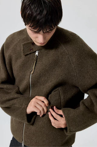 Simple Project Harrington Jacket-Brown