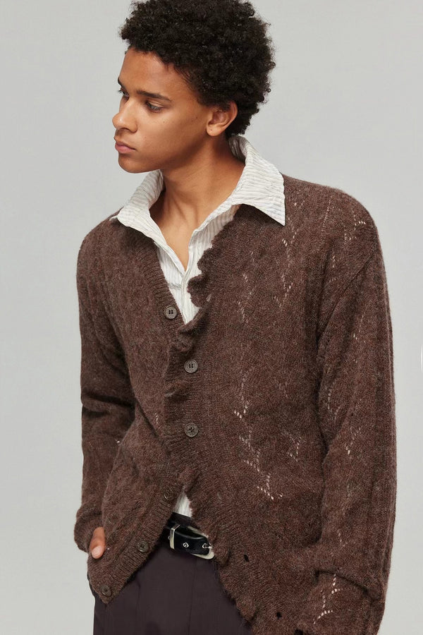 Simple Project Mohair Cardigan-Brown