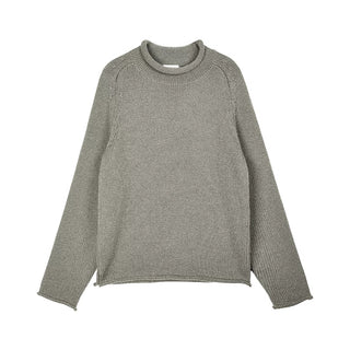 Simple Project Roll-Up Sweater-Khaki Gray