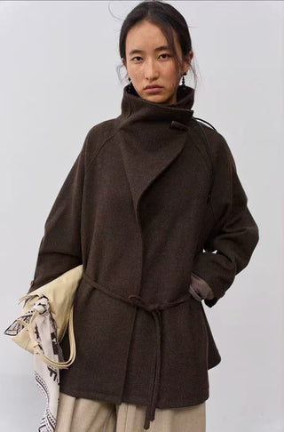 BALIANG Bitter Mid-Length Wool Coat-Brown