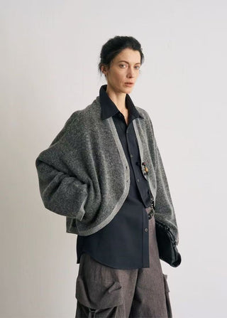 BALIANG Batwing Alpaca Cardigan-Gray