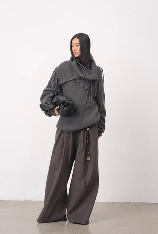 BALIANG Fringed Scarf Sweater
