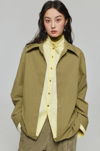 Simple Project Layered Cotton Shirt-Yellow