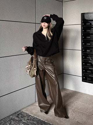 Rustynaill Leather Trousers-Brown