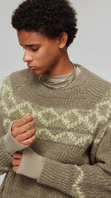Simple Project Embroidered Sweater-Olive