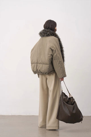 BALIANG Nest Fur Puffer Jacket-Moss Gray