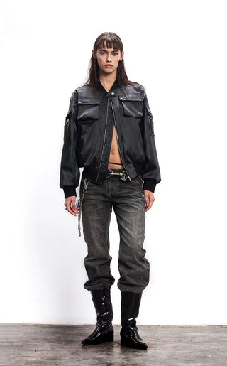 Rustynaill Leather Bomber Jacket