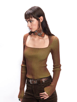 Rustynaill Ribbed Knitted Blouse