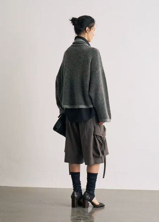 BALIANG Batwing Alpaca Cardigan-Gray