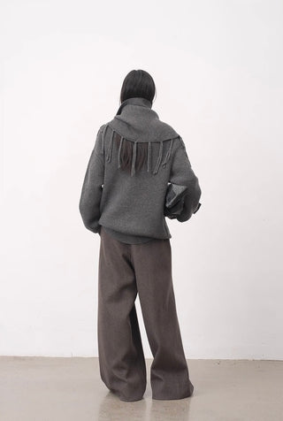 BALIANG Fringed Scarf Sweater