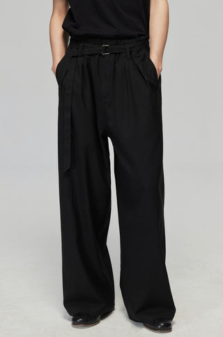 Simple Project Belted TR Trousers-Black