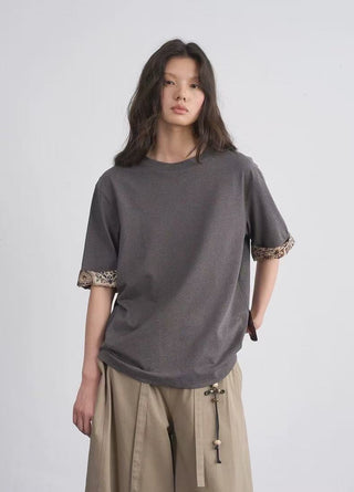 BALIANG Folded-Sleeve T-Shirt-Gray