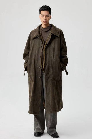 Simple Project Coated Coat-Brown