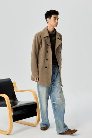 Simple Project Suede Peacoat-Khaki