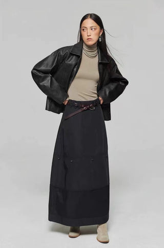 Simple Project Cropped Leather Jacket