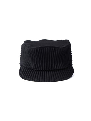 6CRAYON Pleated Flat Top Stretch Baseball Cap-Black