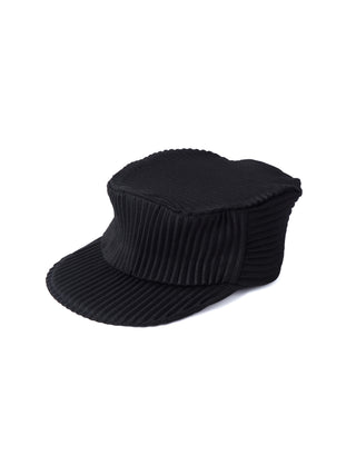 6CRAYON Pleated Flat Top Stretch Baseball Cap-Black