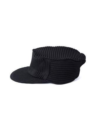 6CRAYON Pleated Flat Top Stretch Baseball Cap-Black