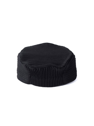 6CRAYON Pleated Flat Top Stretch Baseball Cap-Black
