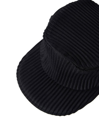 6CRAYON Pleated Flat Top Stretch Baseball Cap-Black