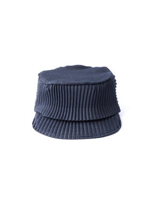 6CRAYON Pleated Flat Top Stretch Baseball Cap-Denim Blue