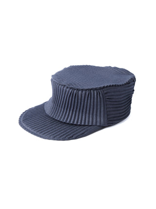 6CRAYON Pleated Flat Top Stretch Baseball Cap-Denim Blue