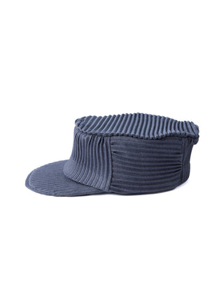 6CRAYON Pleated Flat Top Stretch Baseball Cap-Denim Blue