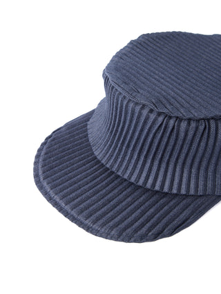 6CRAYON Pleated Flat Top Stretch Baseball Cap-Denim Blue