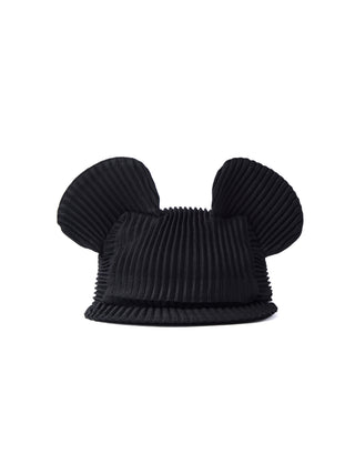 6CRAYON Pleated Flat Brim Mickey Cap-Black