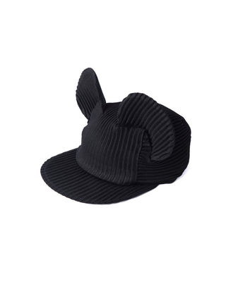 6CRAYON Pleated Flat Brim Mickey Cap-Black