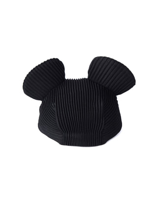 6CRAYON Pleated Flat Brim Mickey Cap-Black
