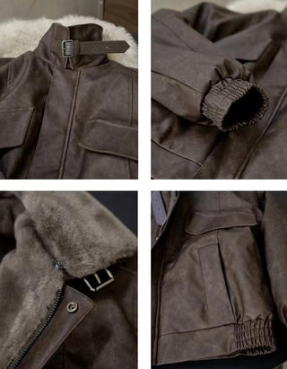 Retro Shearling Leather Jacket