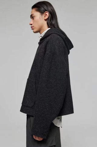 Simple Project Triangle Woolen Hoodie-Charcoal