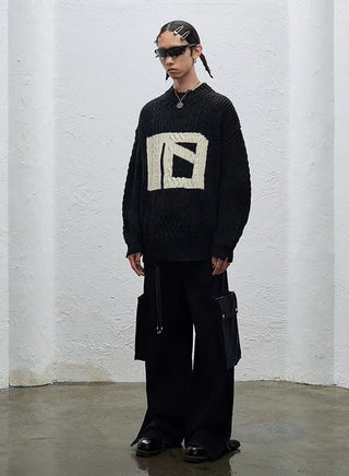 BALIANG Embossed Wool Pullover-Black