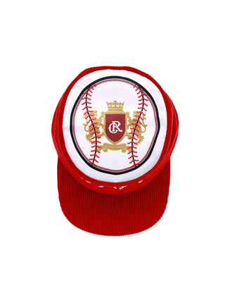 6CRAYON Embroidered Corduroy Baseball Cap-Red