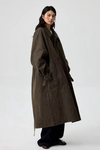 Simple Project Coated Coat-Brown
